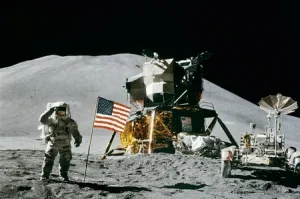 Flag of America in the Moon
