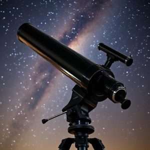 Newtonian telescope under a starry night