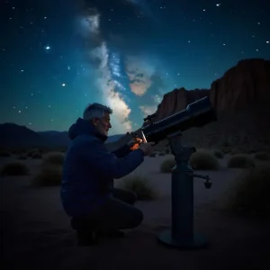 High powered telescope in a remote desert observatory