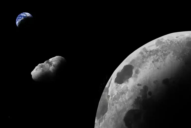 The moon captured in space